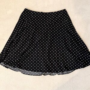 White House Black Market Black & White Polka Dot A-Line Skirt, sz 16
